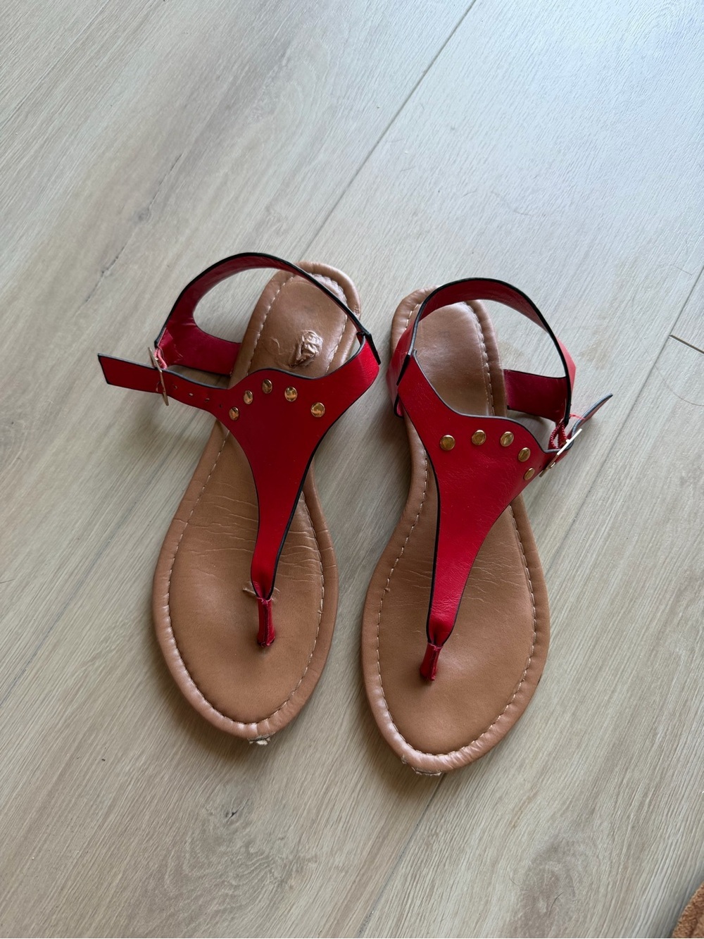 Red T-Strap Women's Sandals - Classic Summer Style